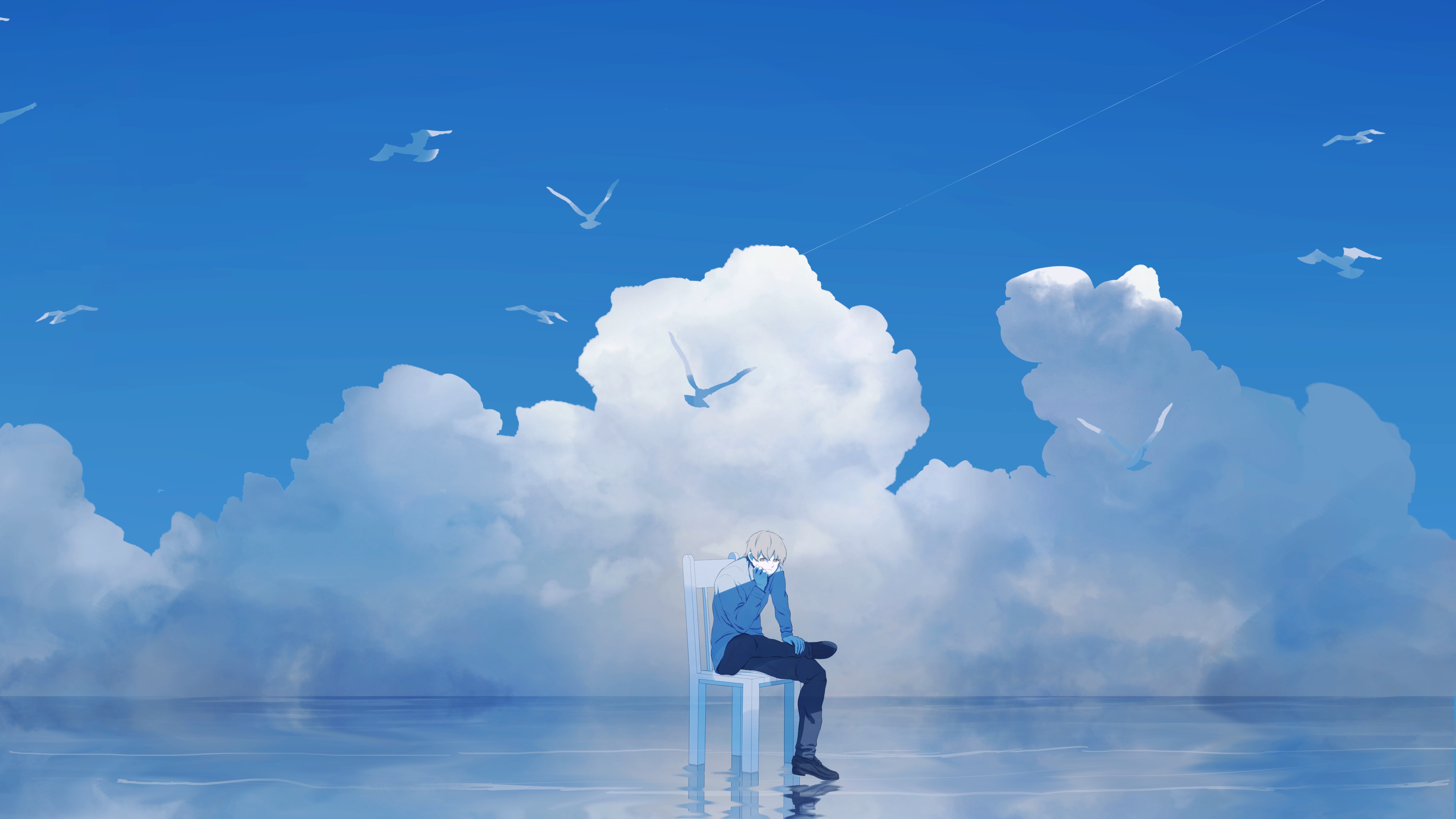 Dreamscape парень из аниме среди облако волны