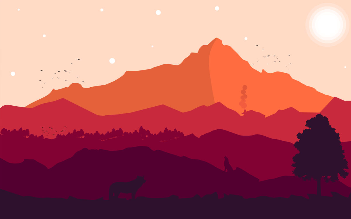 Firewatch минималистичная иллюстрация на закате