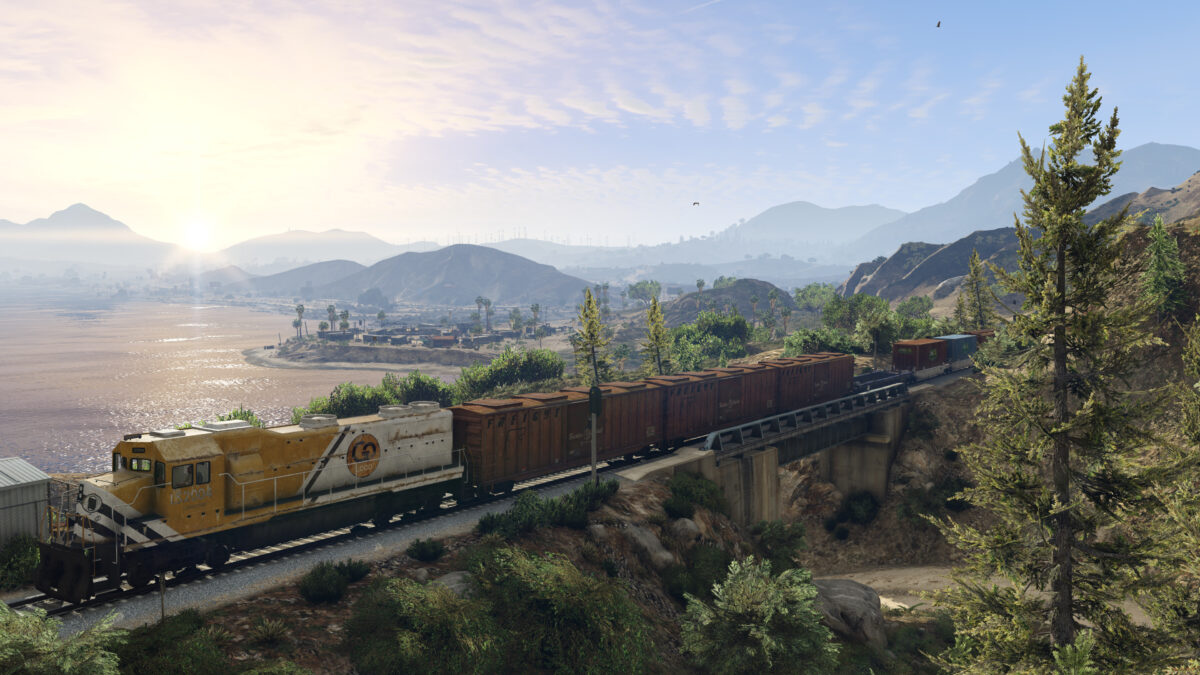 Grand Theft Auto V поезд среди пейзажей