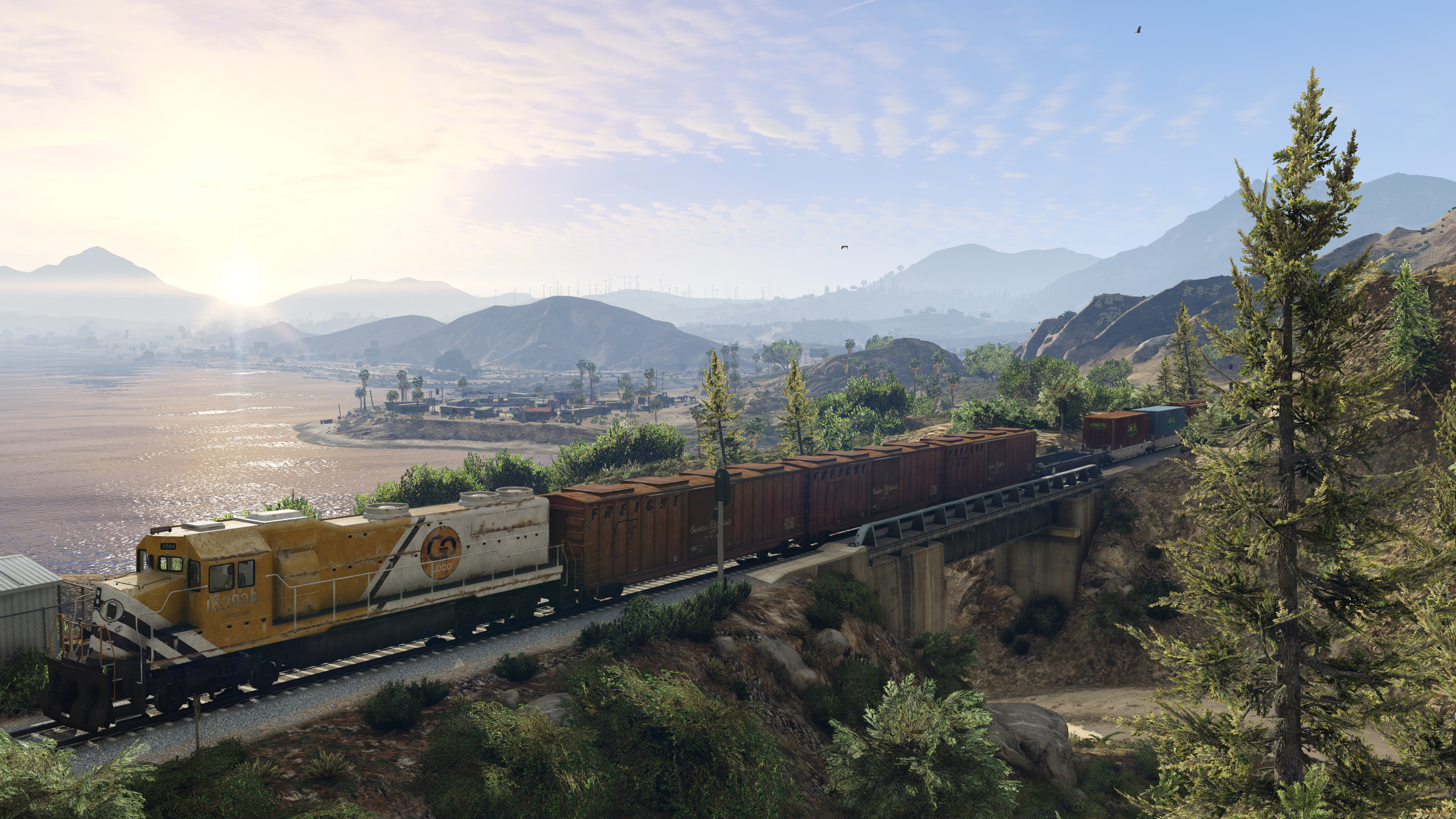 Grand Theft Auto V поезд среди пейзажей